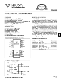 TCM680CPA datasheet: +5V to +-10V voltage converter TCM680CPA