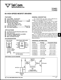 TC4421EPA datasheet: 9A high-speed MOSFET driver. TC4421EPA