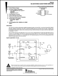 TPA122DR datasheet:  150 MW STEREO AUDIO POWER AMPLIFIER TPA122DR