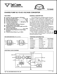 TC1044SEOA datasheet: Charge pump DC-to-DC voltage converter. Converts +5V logic supply to +-5V system. Wide input voltage range 1.5V to 12V. TC1044SEOA