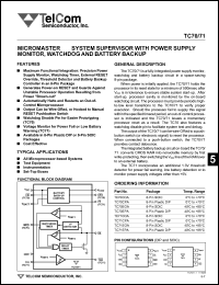 TC70CPA datasheet: Micromaster - system  supervisor with power supply monitor, watchdog and battery backup. TC70CPA