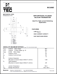 BCU86D datasheet: NPN epitaxial planar silicon tpansistor. Ideal for high current switching application. BCU86D