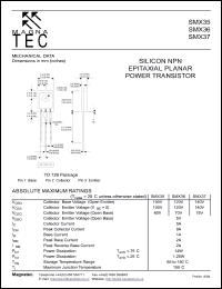 SMX37 datasheet: Silicon NPN epitaxial planar power transistor. SMX37