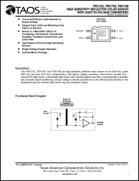 TRS1766 datasheet: High sensitivity reflective color sensor with light-to-voltage converter. Blue (470nm). TRS1766