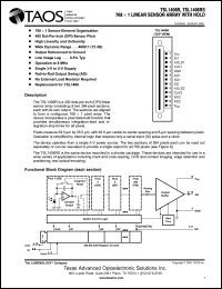TSL1406RS datasheet: 768 x 1 linear sensor array with hold. Operation to 8 MHz. Single 3V to 5V supply. TSL1406RS