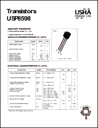 USP8598 datasheet: Amplifier transistor. Vcbo = -60V, Vceo = -60V, Vebo = -5V, Ic = -500mA, Pc = 625mW USP8598