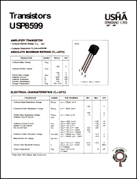 USP8599 datasheet: Amplifier transistor. Vcbo = -80V, Vceo = -80V, Vebo = -5V, Ic = -500mA, Pc = 625mW USP8599