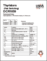 DCR1059/21 datasheet: Thyristor(fast switching). Vrrm = 2000V, Vrsm = 2100V. UPS, induction heating, A.C. motors. DCR1059/21