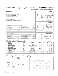 KAQW214 datasheet: 5.0V, 1A high voltage relay KAQW214