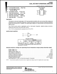 LF412CDR datasheet:  DUAL JFET-INPUT OPERATIONAL AMPLIFIER LF412CDR