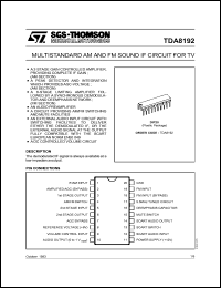 TDA8192 datasheet: Multistandard AM and FM sound IF circuit for TV TDA8192