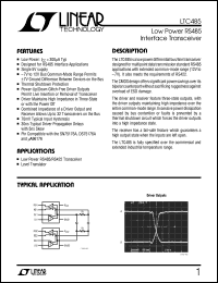 LTC485IN8 datasheet: Low power RS485 interface transceiver LTC485IN8