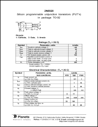 2N6028 datasheet: Silicon programmable unijunction transistor, 40V, 150mA 2N6028