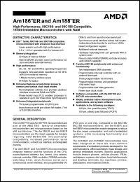 Am186ER40KCW datasheet: High-performance, 80C186 compatible, 16-Bit embedded microcontrollers with RAM, 40 MHz Am186ER40KCW