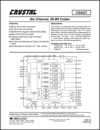CS4227-BQ datasheet: Six channel, 20-bit codec CS4227-BQ