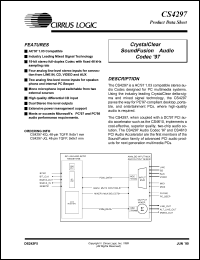 CS4297-KQ datasheet: Crystal clear sound fusion audio codec 97 CS4297-KQ