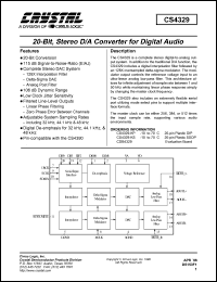 CS4329-KS datasheet: 20-bit, stereo, audio D/A converter for digital audio CS4329-KS