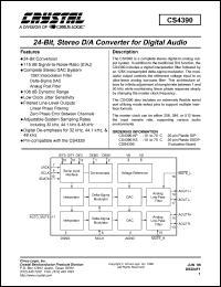 CS4390-KS datasheet: 24-bit stereo D/A converter for digital audio CS4390-KS