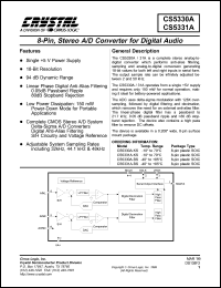 CS5330A-BS datasheet: 8-pin, stereo D/A converter for digital audio CS5330A-BS