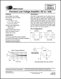 CS3011-IS datasheet: Precision low voltage amplifier: DC to 1kHz CS3011-IS