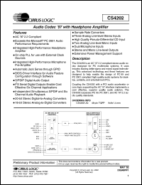 CS4202 datasheet: Audio codec 97 with headphone amplifier CS4202