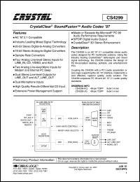 CS4299-KQ datasheet: CrystalClear soundFusion audio codec 97 (AMC 97) CS4299-KQ