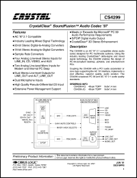 CS4299-JQ datasheet: CrystalClear soundFusion audio codec 97 (AMC 97) CS4299-JQ