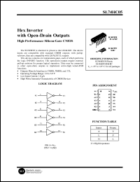 SL74HC05N datasheet: Hex inverter with open-drain outputs.  High-performance silicon-gate CMOS. SL74HC05N