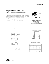 SL74HC11D datasheet: Triple 3-input AND gate.  High-performance silicon-gate CMOS. SL74HC11D