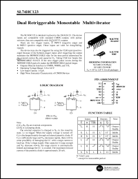 SL74HC123N datasheet: Dual retriggreable monostable multivibrator. SL74HC123N