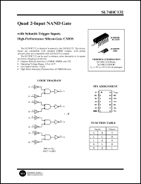 SL74HC132N datasheet: Quad 2-input NAND gate with schmitt-trigger inputs. High-performance silicon-gate CMOS. SL74HC132N