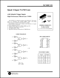 SL74HC132D datasheet: Quad 2-input NAND gate with schmitt-trigger inputs. High-performance silicon-gate CMOS. SL74HC132D