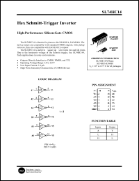 SL74HC14N datasheet: Hex schmitt-trigger inverter. High-performance silicon-gate CMOS. SL74HC14N