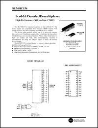 SL74HC154N datasheet: 1-of-16 decoder/demultiplexer. High-performance silicon-gate CMOS. SL74HC154N