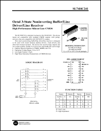 SL74HC241N datasheet: Octal 3-state noninverting buffer/line driver/line receiver. High-performance silicon-gate CMOS. SL74HC241N