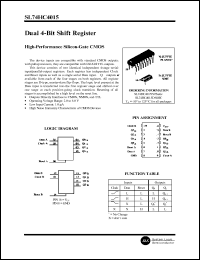 SL74HC4015N datasheet: Dual 4-bit shift register. High-performance silicon-gate CMOS. SL74HC4015N