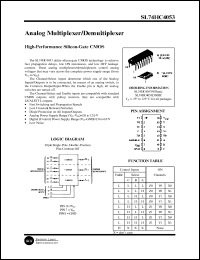 SL74HC4053N datasheet: Analog multiplexer/demultiplexer. High-performance silicon-gate CMOS. SL74HC4053N