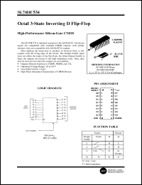 SL74HC534N datasheet: Octal 3-state inverting D flip-flop. High-performance silicon-gate CMOS. SL74HC534N