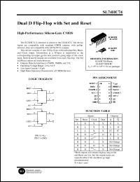 SL74HC74N datasheet: Dual D flip-flop with set and reset. High-performance silicon-gate CMOS. SL74HC74N