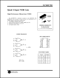 SL74HCT02N datasheet: Quad 2-input NOR gate. High-performance silicon-gate CMOS. SL74HCT02N