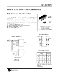 SL74HCT153N datasheet: Dual 4-input data selector/multiplexer . High-performance silicon-gate CMOS. SL74HCT153N