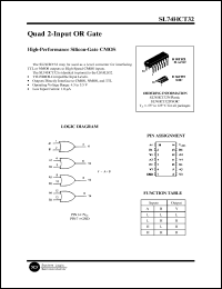 SL74HCT32D datasheet: Quad 2-input OR gate . High-performance silicon-gate CMOS. SL74HCT32D