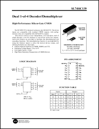 SL74HC139D datasheet: Dual 1-of-4 decoder/demultiplexer. High-performance silicon-gate CMOS. SL74HC139D