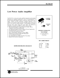 SL34119D datasheet: Low power audio amplifier. SL34119D