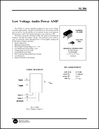 SL386N datasheet: Low voltage audio power amplifier. SL386N