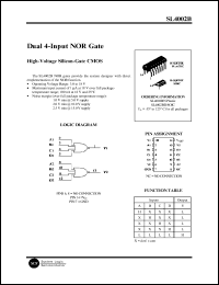 SL4002BD datasheet: Dual 4-input NOR gate. High-voltage silicon-gate CMOS. SL4002BD