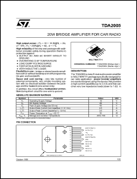 TDA2005S datasheet: 20W stereo amplifier for car radio TDA2005S