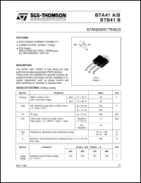 BTA41-800A datasheet: Standard triac, 40Ampere, 800V BTA41-800A