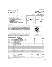 IRFZ48VS datasheet: Power MOSFET, 60V, 72A IRFZ48VS