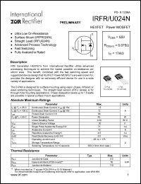 IRFU024N datasheet: Power MOSFET, 55V, 17A IRFU024N